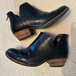 Kork-Ease Black Leather Ankle Booties